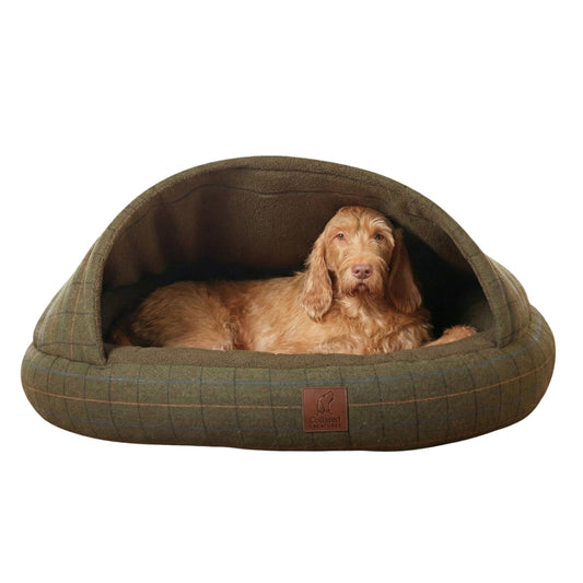 Green Tweed Deluxe Comfort Cocoon Dog Bed