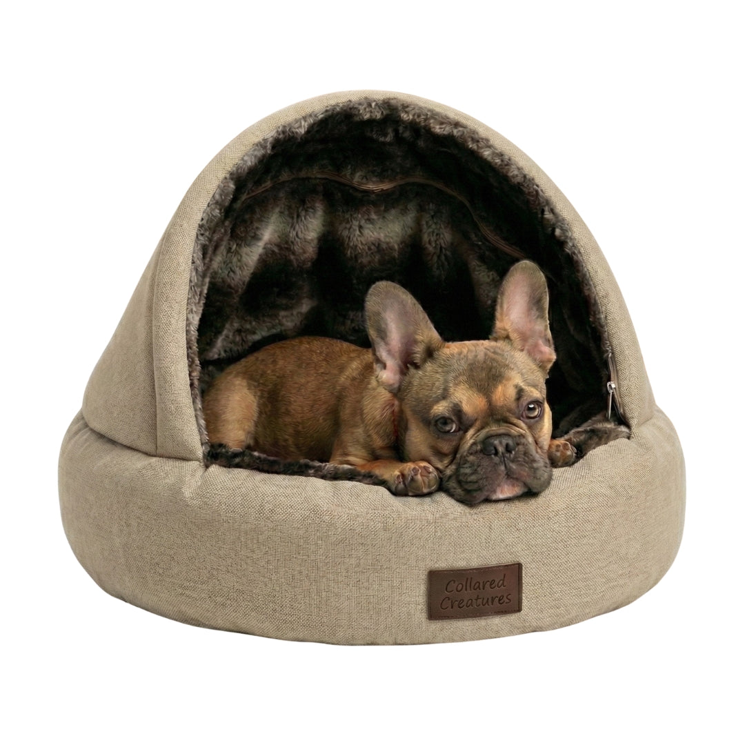 Beige Orthopaedic Cocoon Dog Bed
