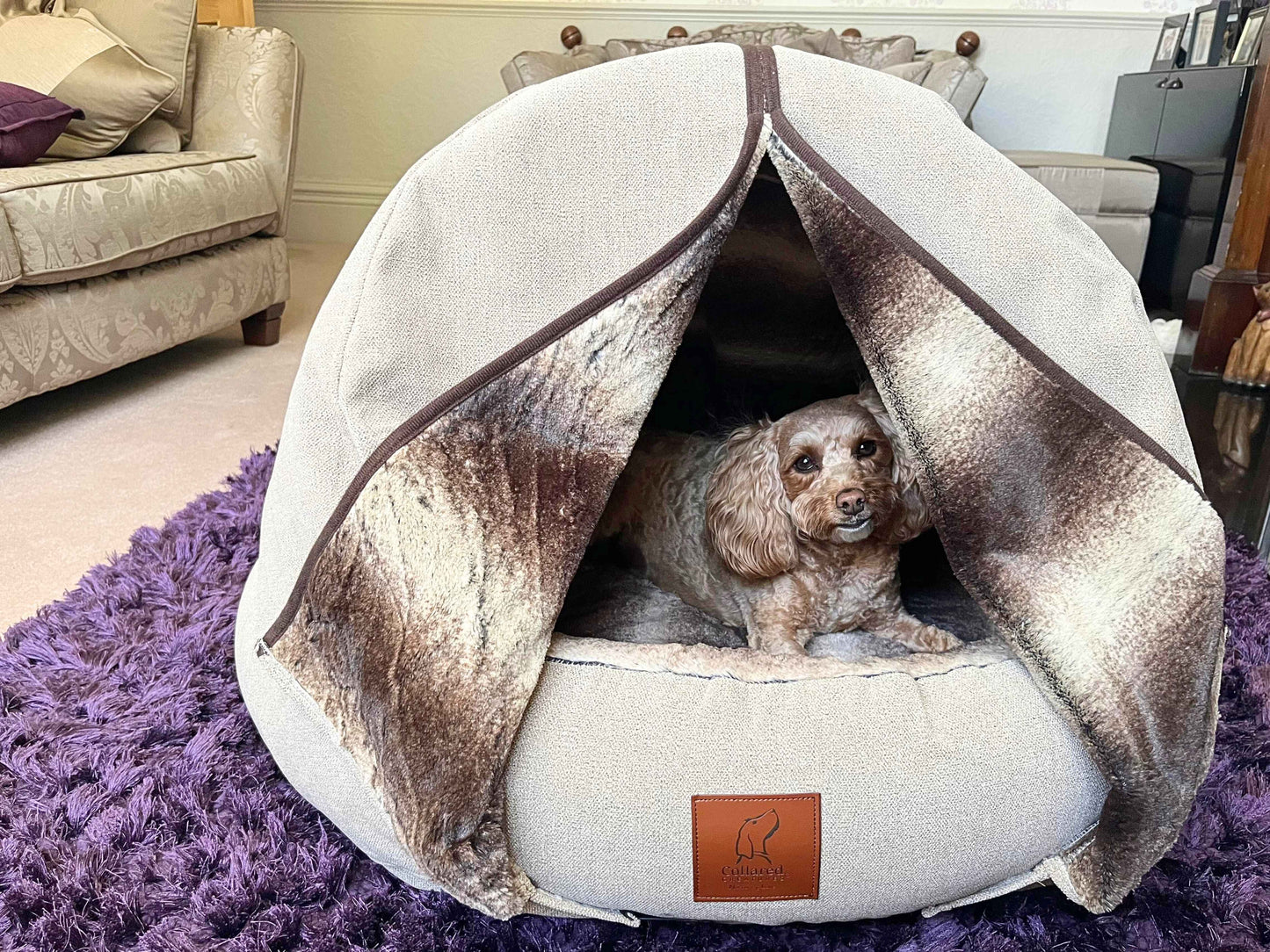 Beige Orthopaedic Cocoon Dog Bed