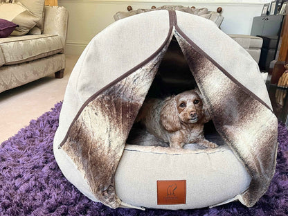 Beige Orthopaedic Cocoon Dog Bed