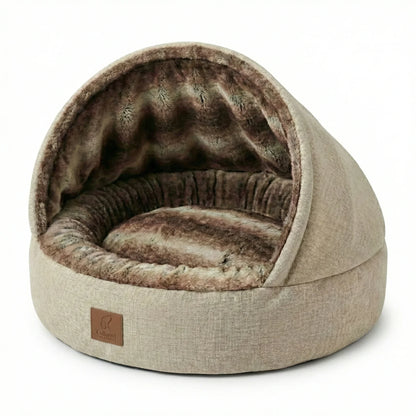 Beige Orthopaedic Cocoon Dog Bed