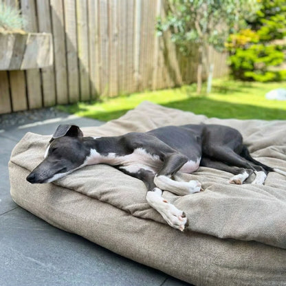 Luxury Hooded Dog Snuggle Bed – Beige
