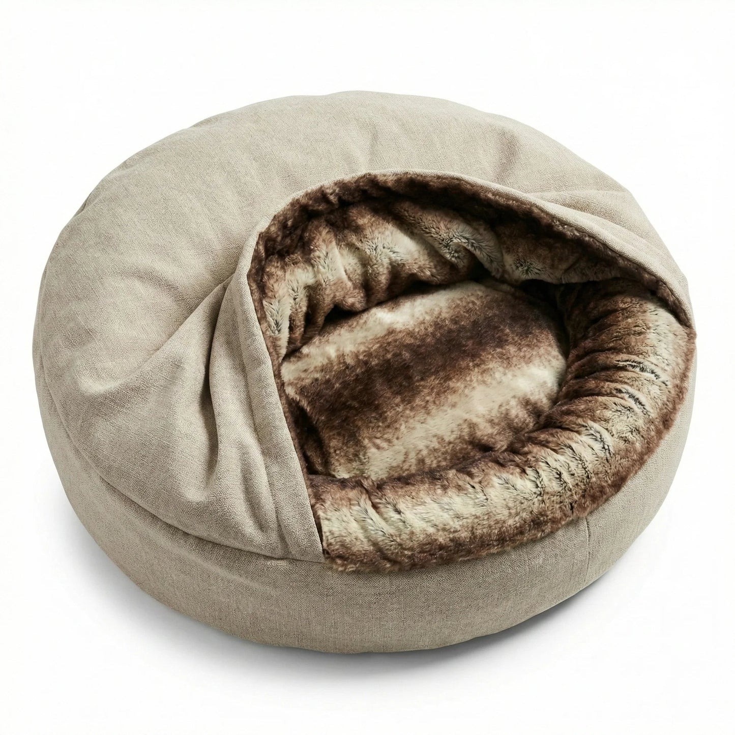 Beige Orthopaedic Cocoon Dog Bed