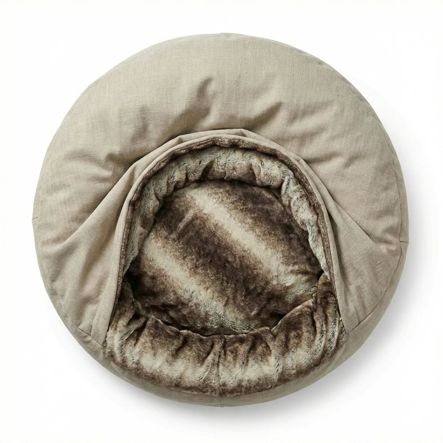 Beige Orthopaedic Cocoon Dog Bed
