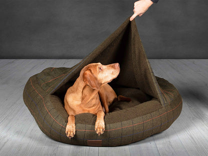 Green Tweed Cocoon Dog Bed