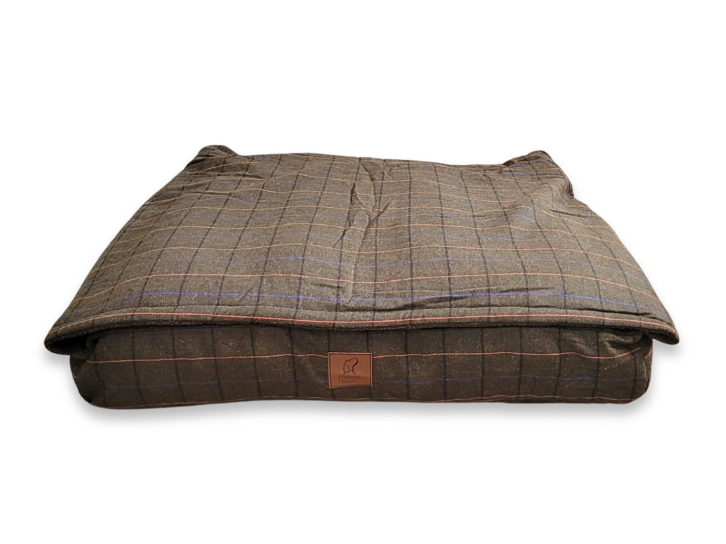 Green Tweed Hooded Dog Snuggle Bed