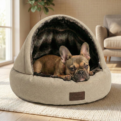 Beige Orthopaedic Cocoon Dog Bed